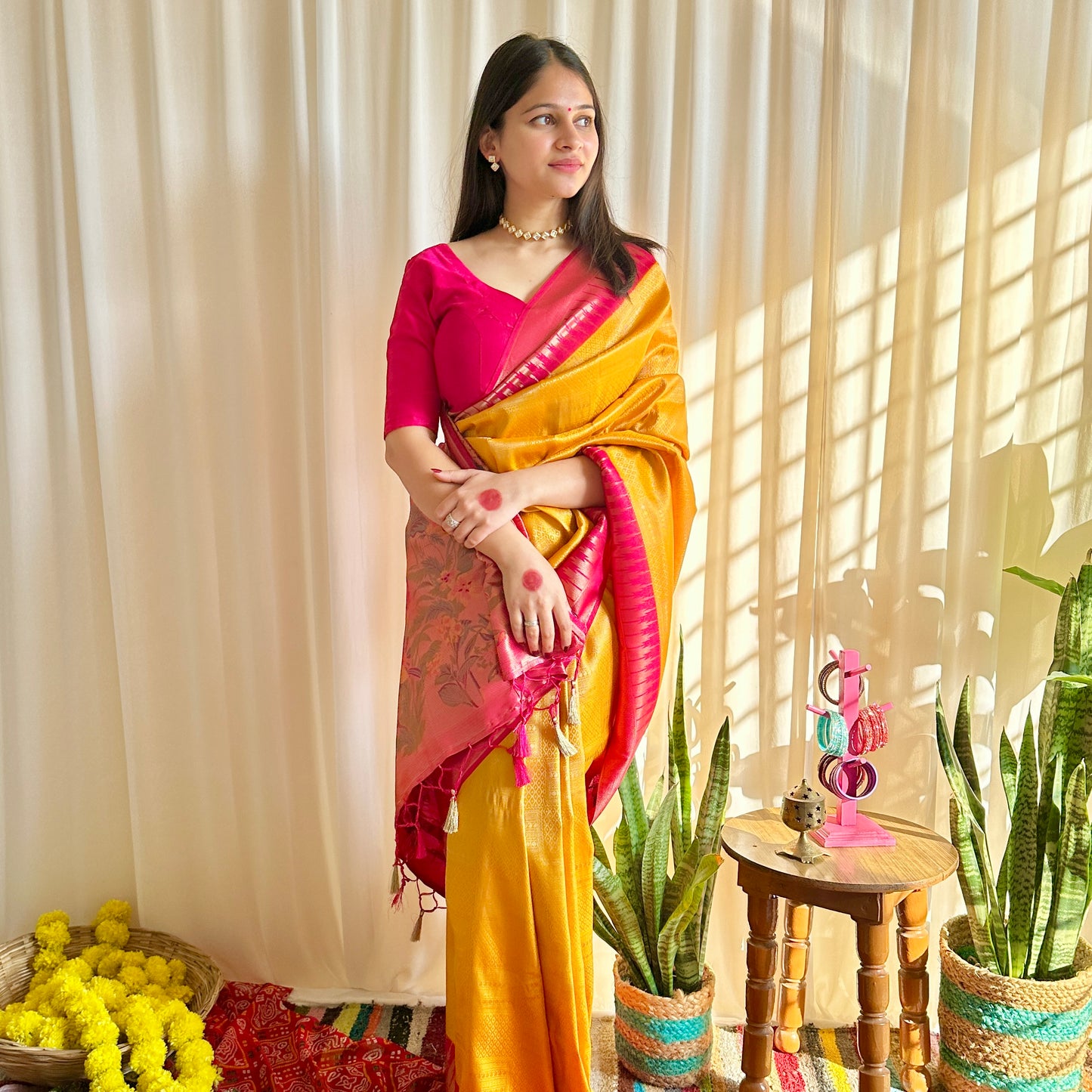 Yellow saree for haldi