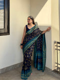 blue Patola print saree