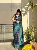 blue Patola print saree